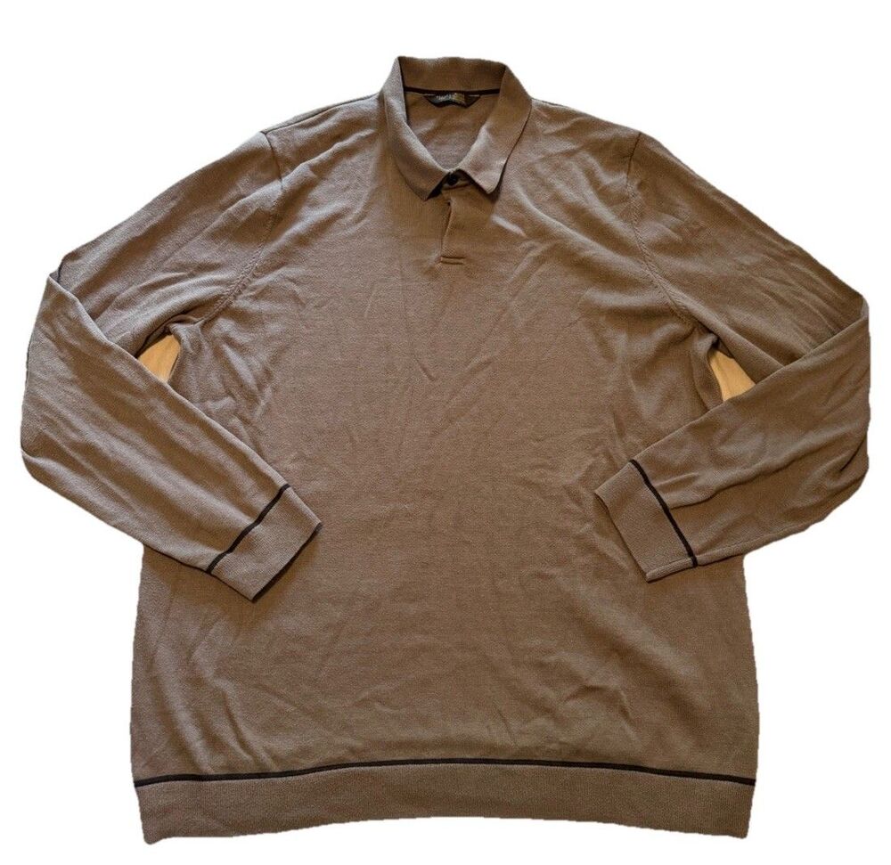 Rhone Polo Shirt XL Compass Knit Long Sleeve Smoke Gray Performance